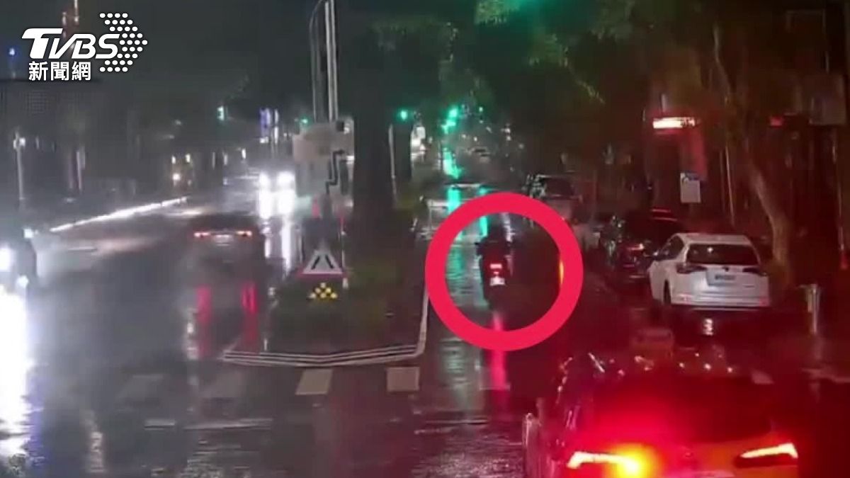 高雄騎士閃避路樹摔車。(圖/TVBS)