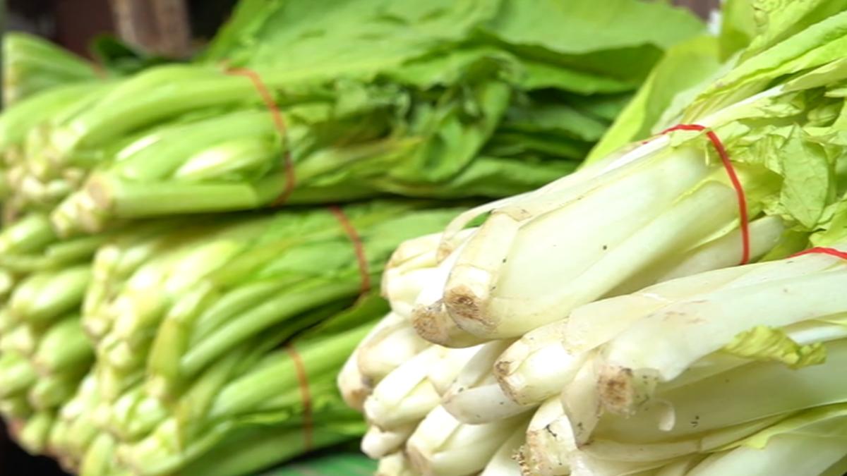 颱風過境後葉菜類通通上漲,小白菜飆漲6成、高麗菜漲5成。(圖/TVBS)