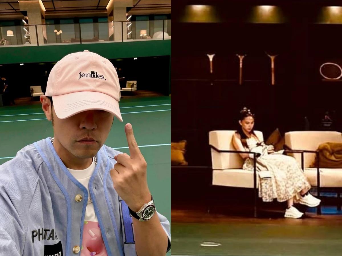 周杰倫還特地自拍、手指 logo，超甜宣傳愛妻品牌，當粉絲誇帽子好看時，他也甜蜜回應：「老婆的！」（圖／翻攝自IG@jaychou）