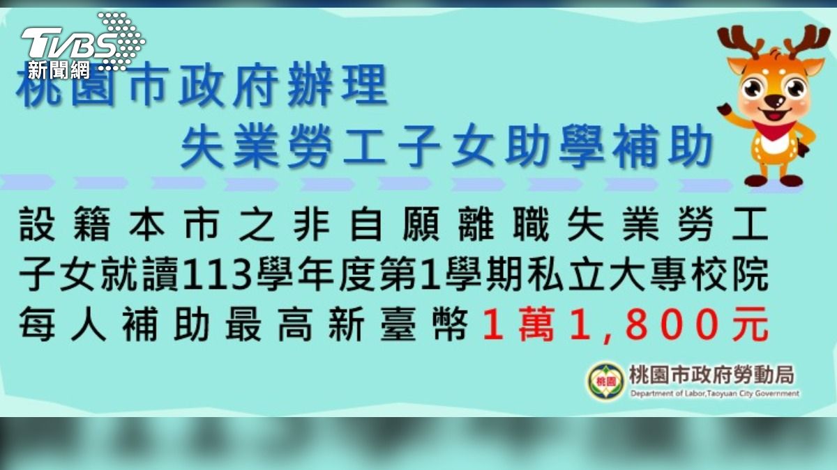 高達3萬5800元的助學金來了!(圖/桃園市勞動局)