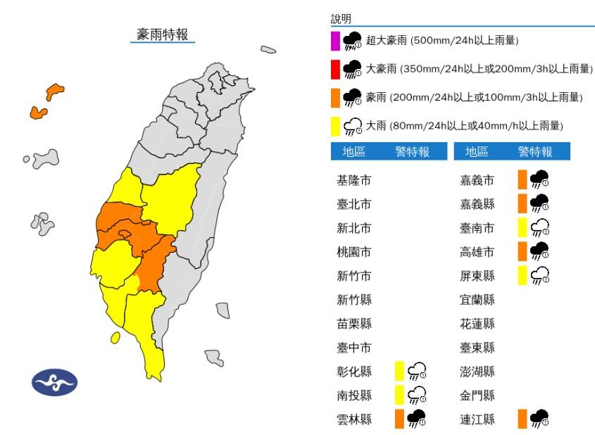 中央氣象署-豪雨特報-彰化-彰化淹水