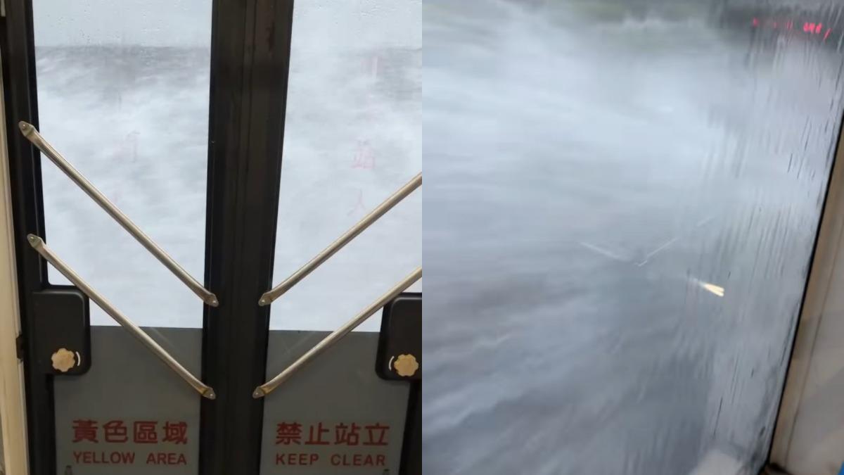 台灣大道也淹!台中公車乘風破浪水上衝 浪花噴濺驚人畫面曝