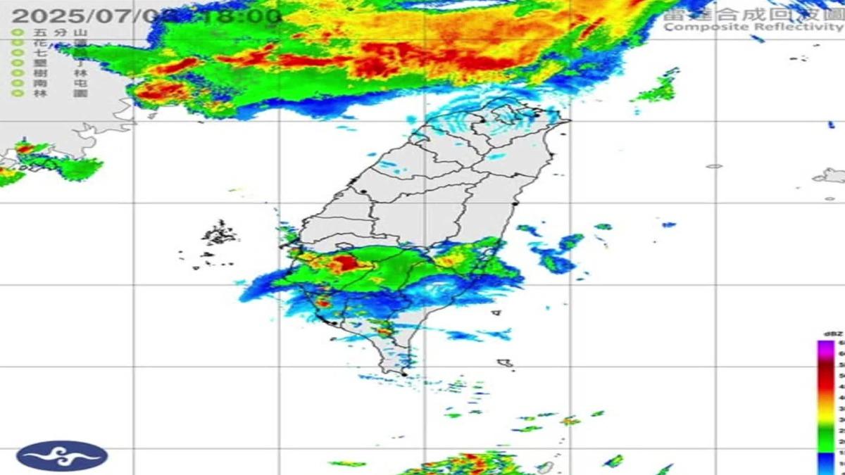 2颮線夜襲,雨彈降4縣市。(圖/中央氣象署)