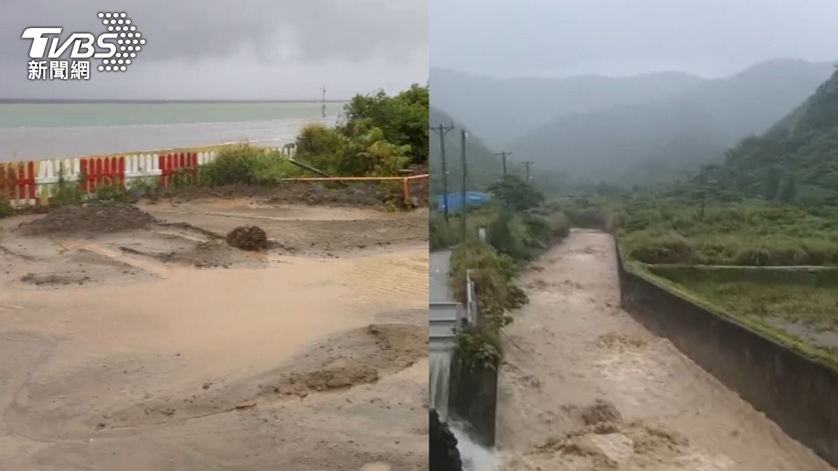 豪雨狂炸蘭嶼!「60公分高土石」沖斷多處道路 泥水成瀑布
