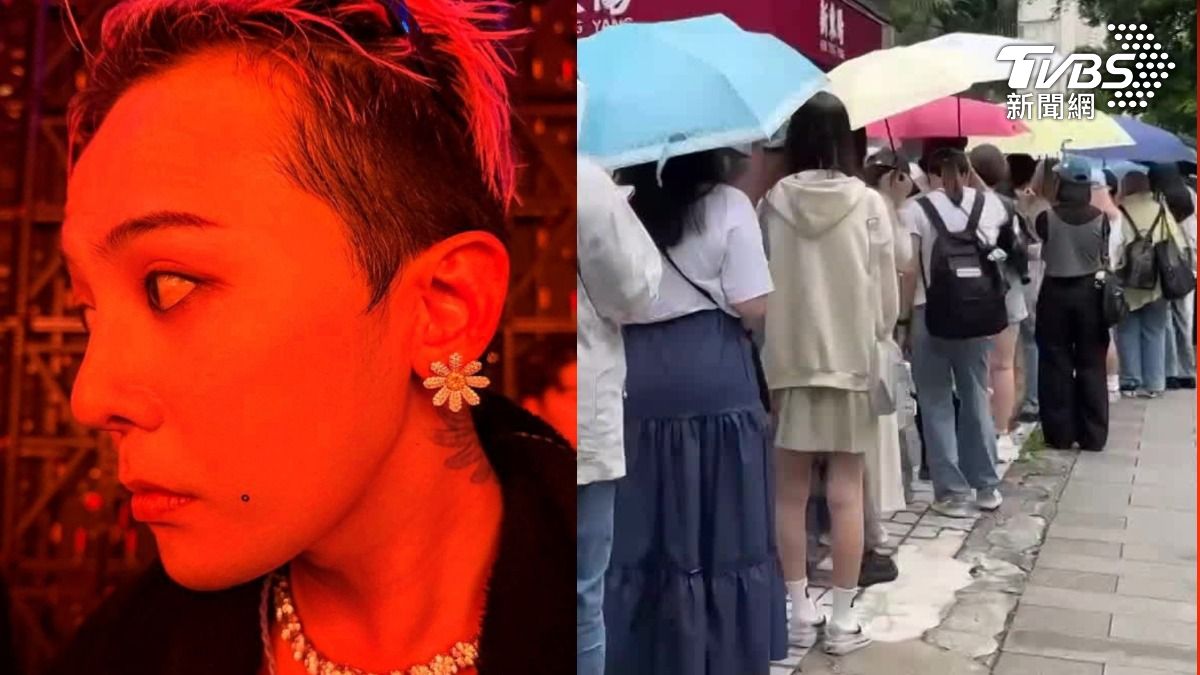 GD小巨蛋周邊開賣。(圖/翻攝自IG@xxxibgdrgn、林育甄攝)