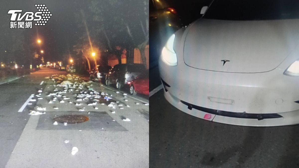 開車也要小心頭頂!台中特斯拉上路突天降大垃圾 元凶找到了