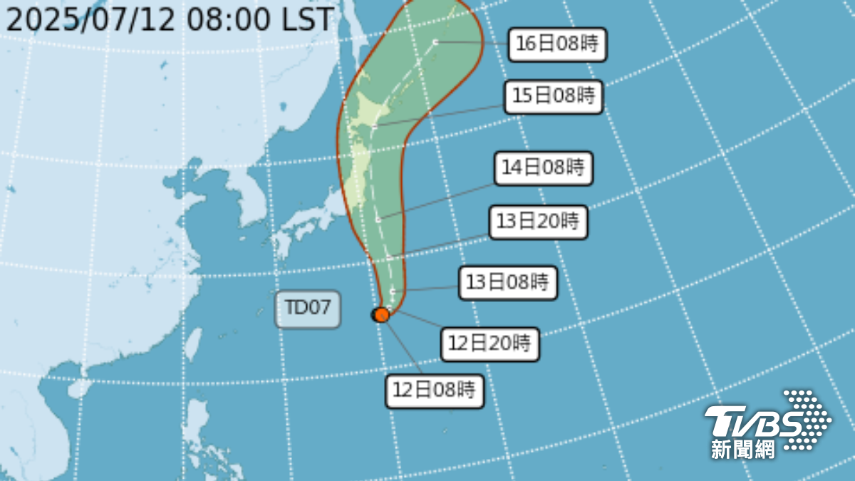 TD07成颱機率高,下週菲東擾動活絡。(圖/翻攝氣象署)