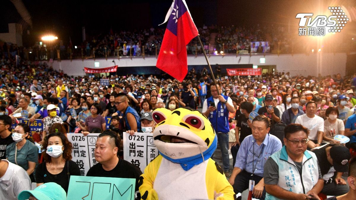 民眾穿青蛙裝支持。（圖／胡瑞麒攝）