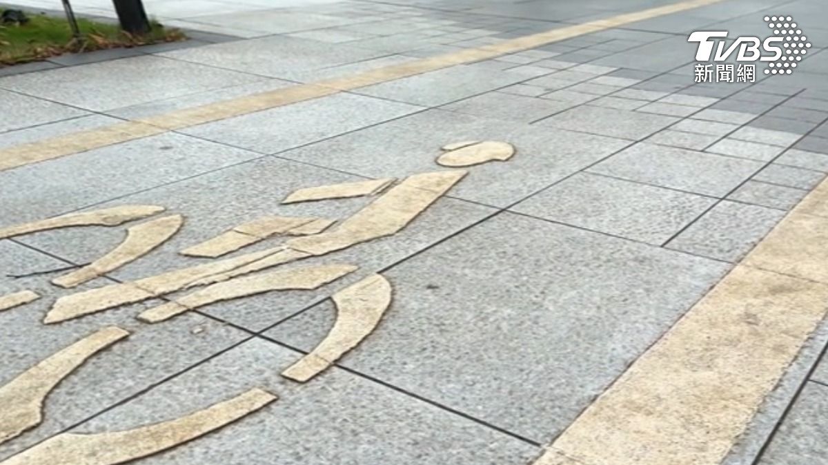 大巨蛋的自行車道同樣鋪設在磚面上。（圖／TVBS）
