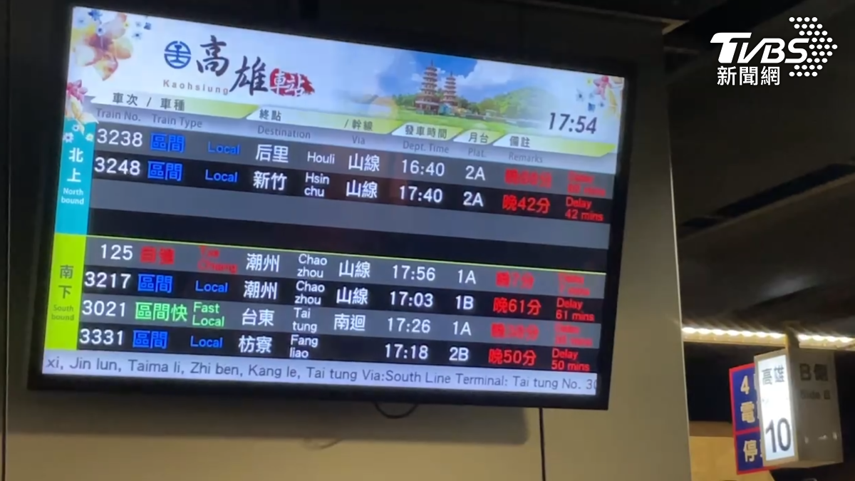 15號傍晚，台鐵南迴線大誤點，列車平均延誤30分鐘。（圖／TVBS）