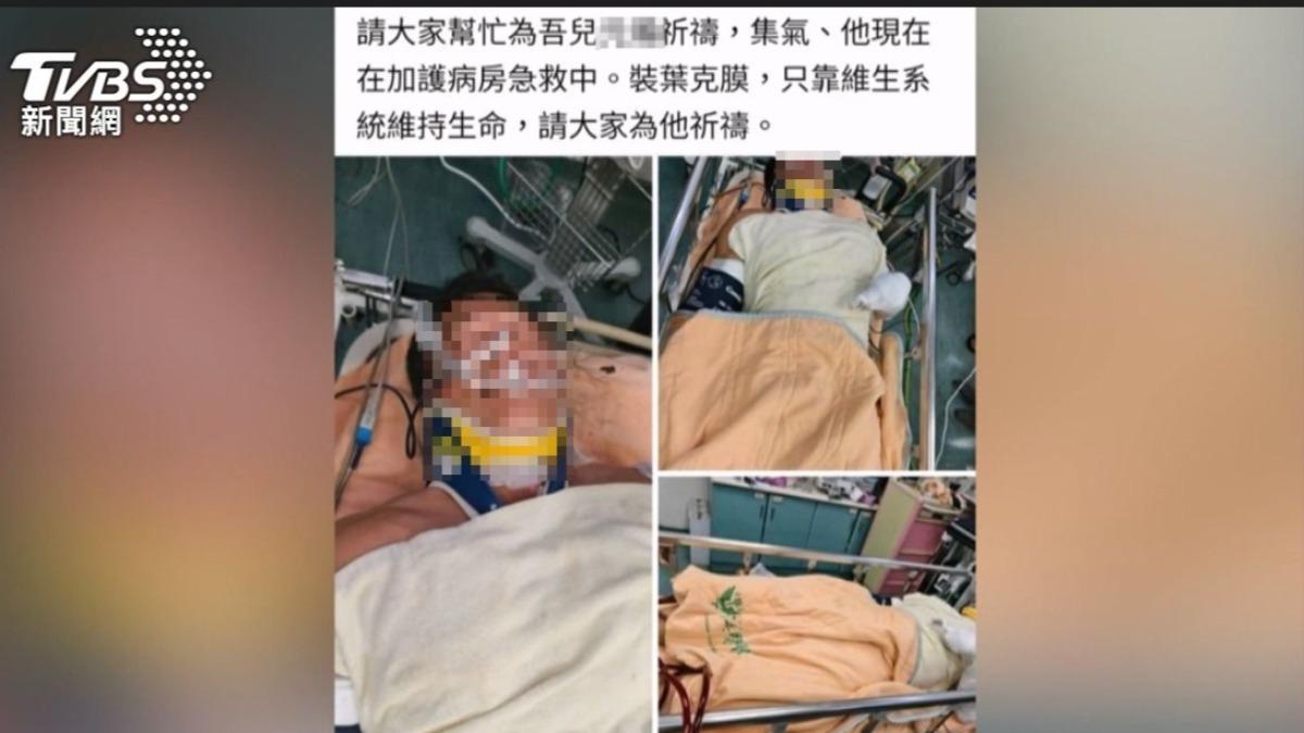 李男的父親也在臉書發文,盼各界幫忙替兒子祈禱。(圖/TVBS)