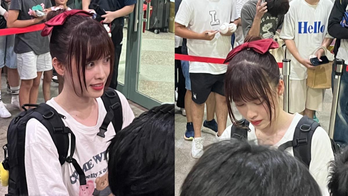 小龍女芮妮親切地為球迷簽名。(圖/方柏凱攝)