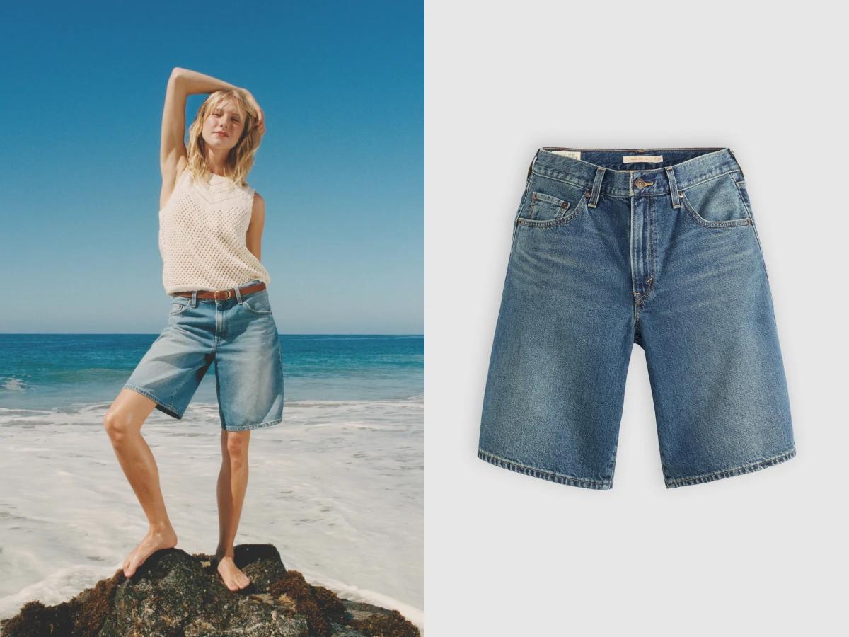 Levi’s®寬鬆直筒五分深色丹寧短褲。（圖／Levi’s）