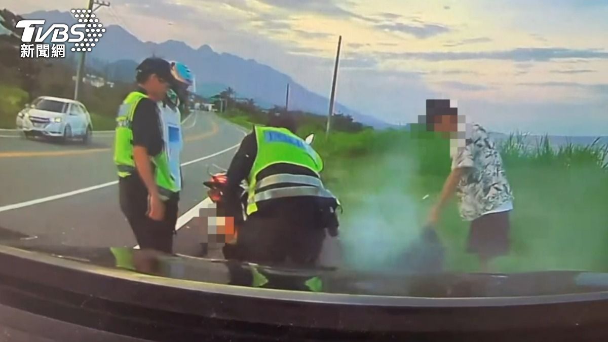 都是這根害的!熱血男騎車環島「後背起火」 眼尖警鳴笛幫滅火