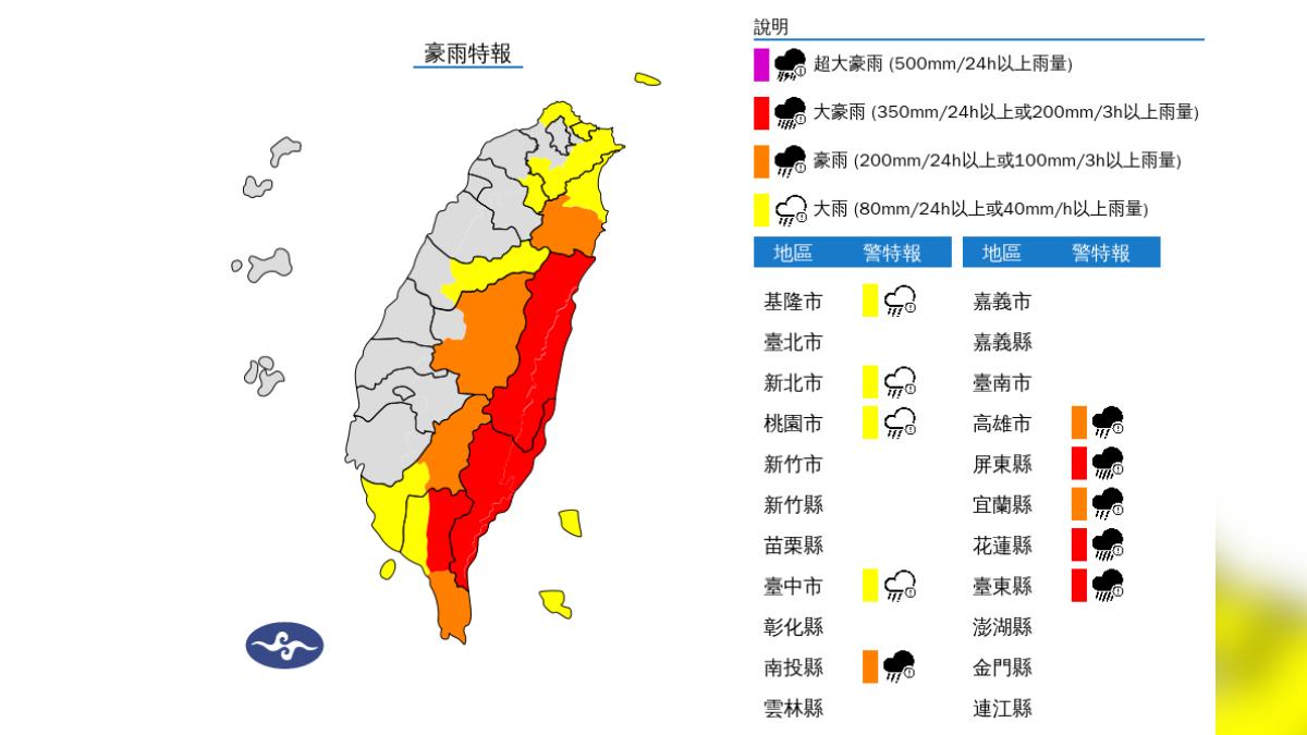 天氣/「薇帕」雨彈襲!3縣市豪大雨特報 一路下到晚上