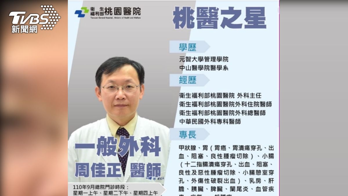 名醫周佳正遭公車撞亡。(圖/翻攝部桃醫院)