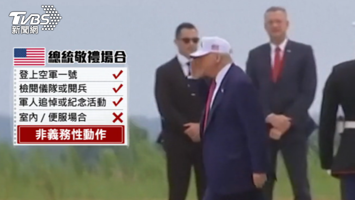 美國總統敬禮軍職非義務性。 (圖/TVBS)