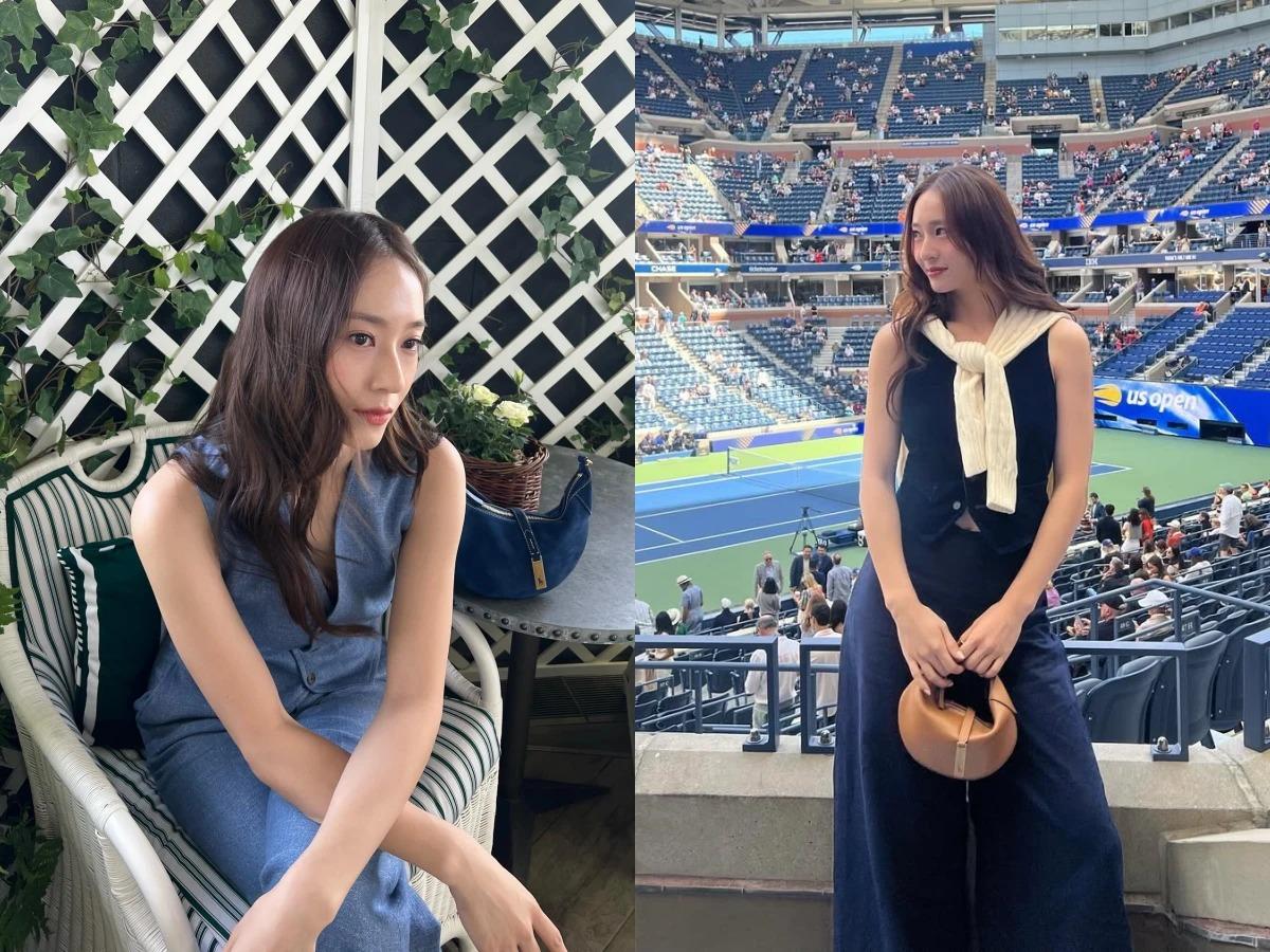 Krystal 9年如一日的老錢感穿搭。(圖/翻攝自IG@vousmevoyez)