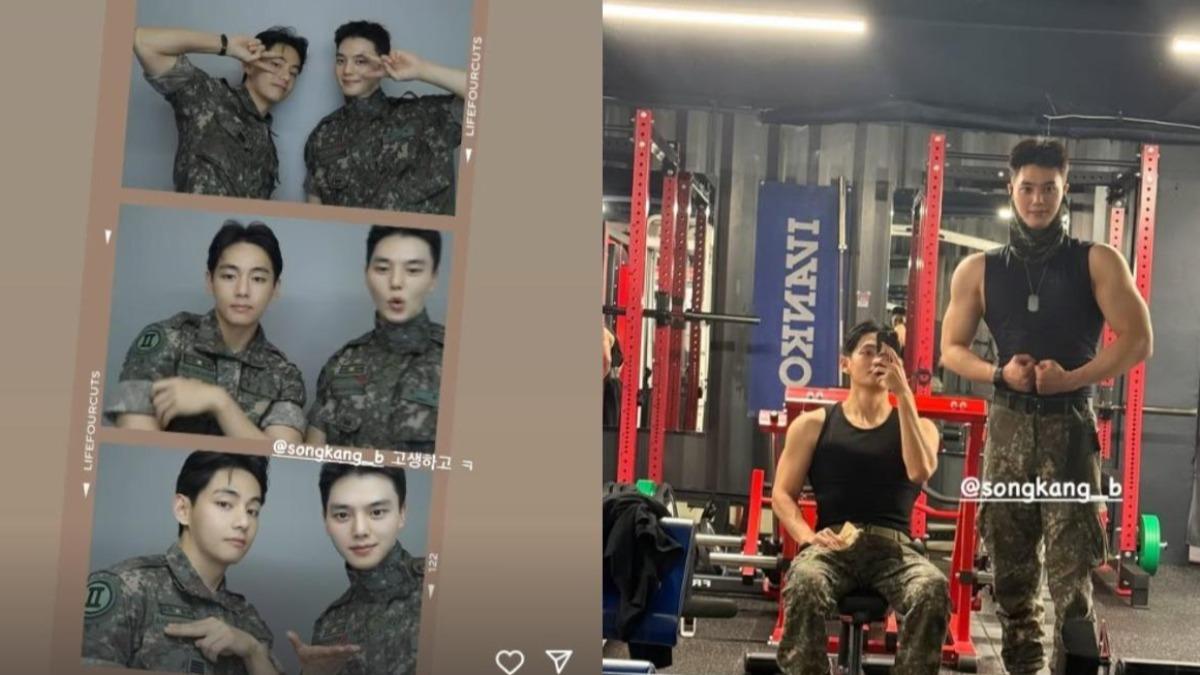 V曾分享與宋江一同健身、拍貼的合照。（圖／翻攝自V　IG）