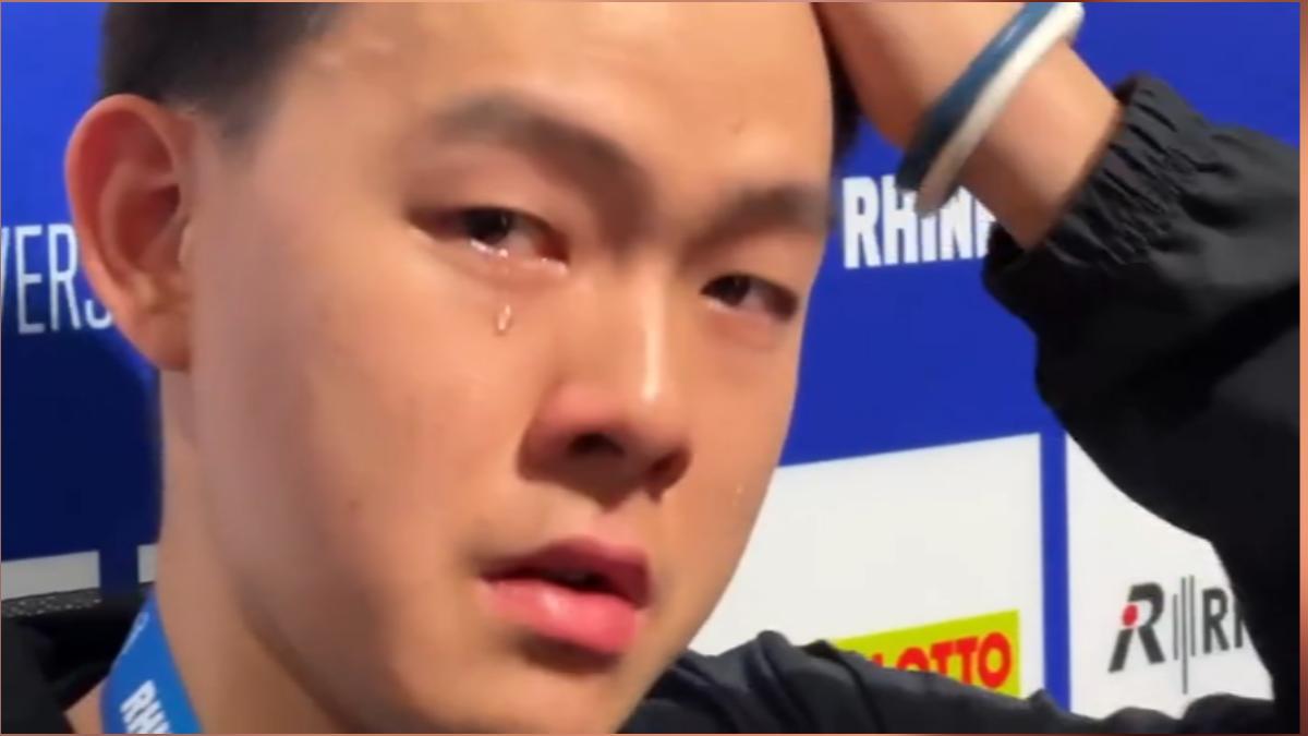 高承睿在德過世大運失誤2點,賽後自責落淚。(圖/TVBS)