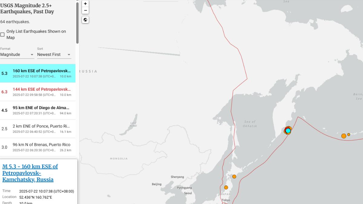 俄羅斯近海規模6.3極淺層地震　緊接多起規模4以上強震