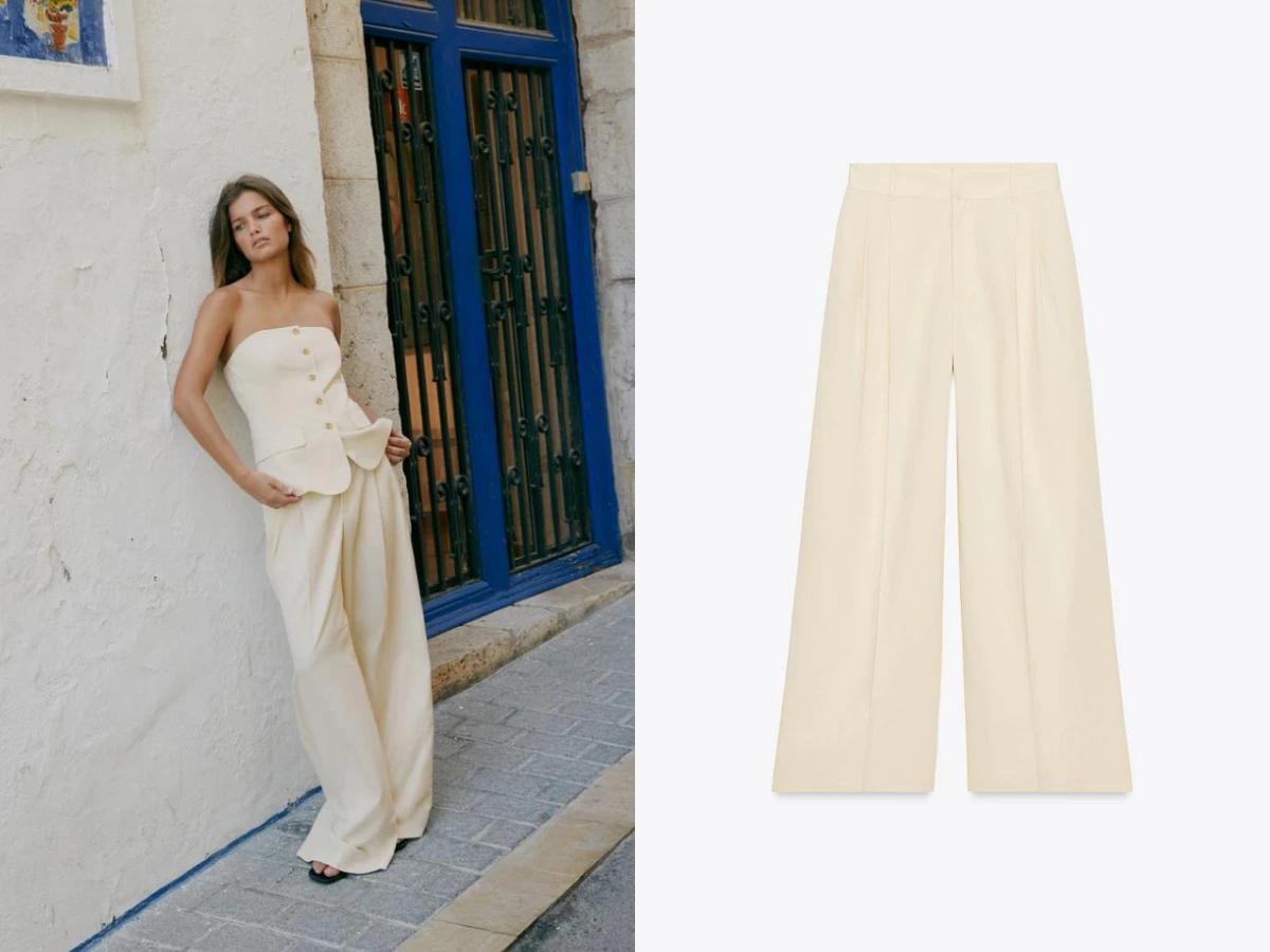ZARA 打褶長褲。（圖／翻攝自ZARA 官網）