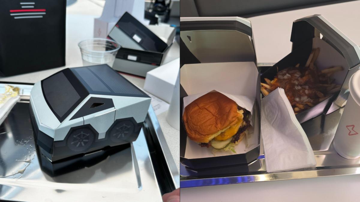 Tesla Diner餐點的盒子也是有設計過,十分用心。(圖/截自X@TexasTSLA@omcbe)