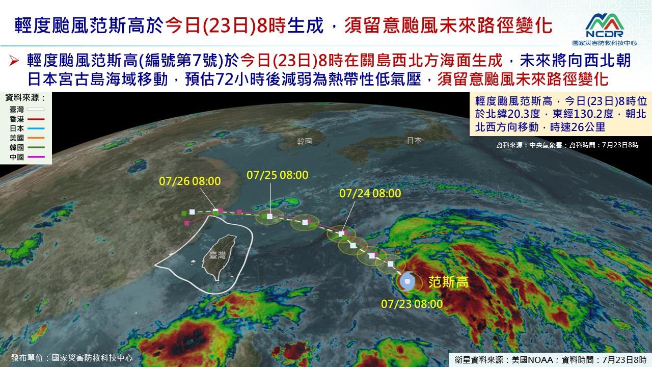 輕颱范斯高路徑。（圖／國家災害防救科技中心）
