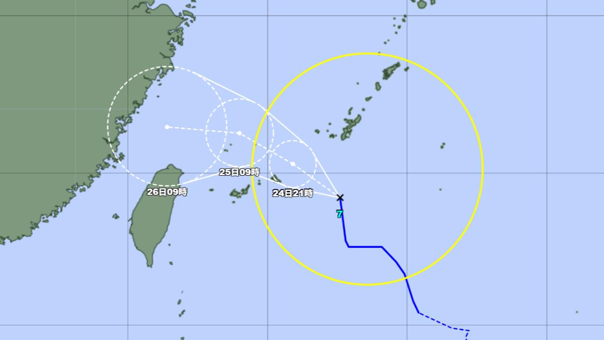 日本氣象廳預估范斯高颱風路徑。(圖/翻攝自日本氣象廳)