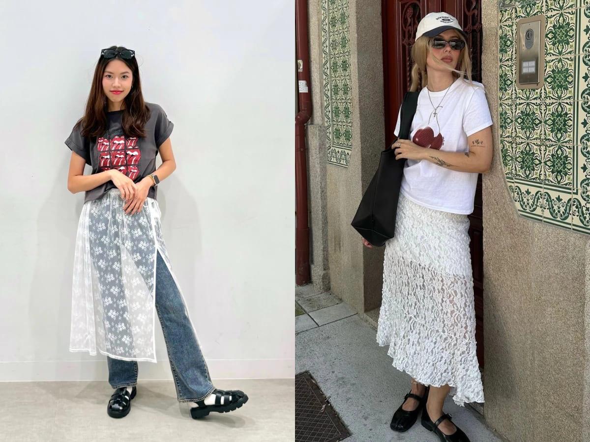 透膚洋裝穿搭,外加寬鬆上衣、外套。(圖/GU、IG@yuliiacharm)