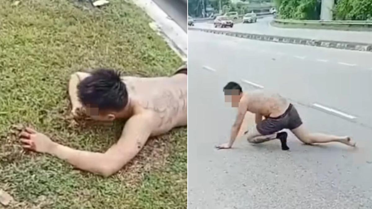 台男在大馬當街暴斃!生前被逼吸毒 半裸躺馬路還「狂吃泥土」