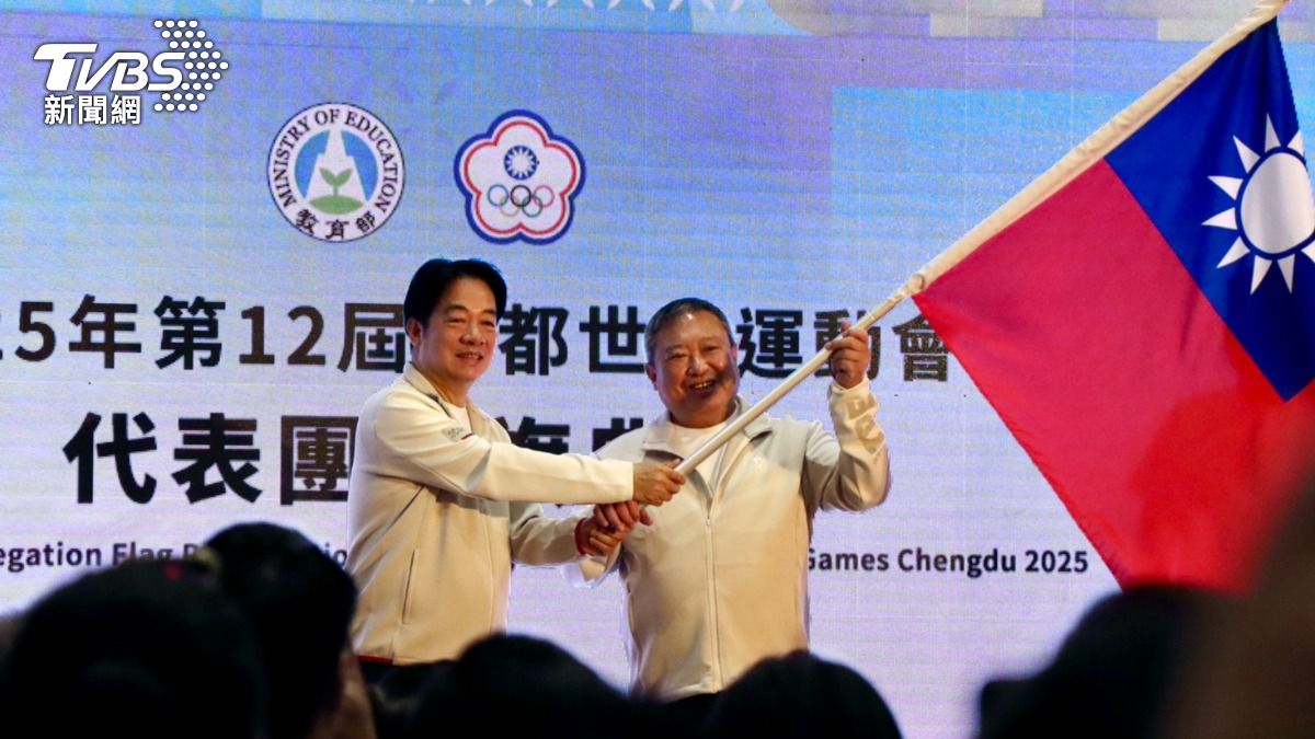 總統賴清德今(25)日出席「2025年第12屆成都世界運動會代表團授旗典禮」。 (圖/劉庭宇攝)