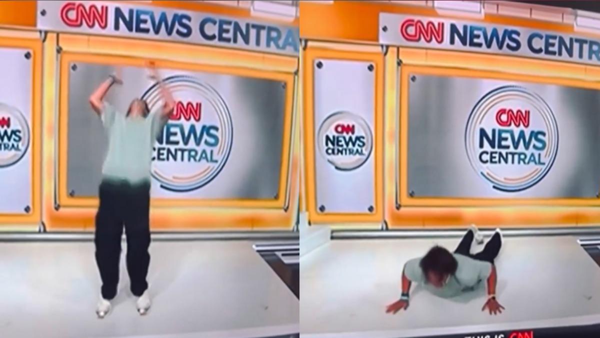 美棒球員上CNN表演後空翻 面部朝下摔慘糗態曝光