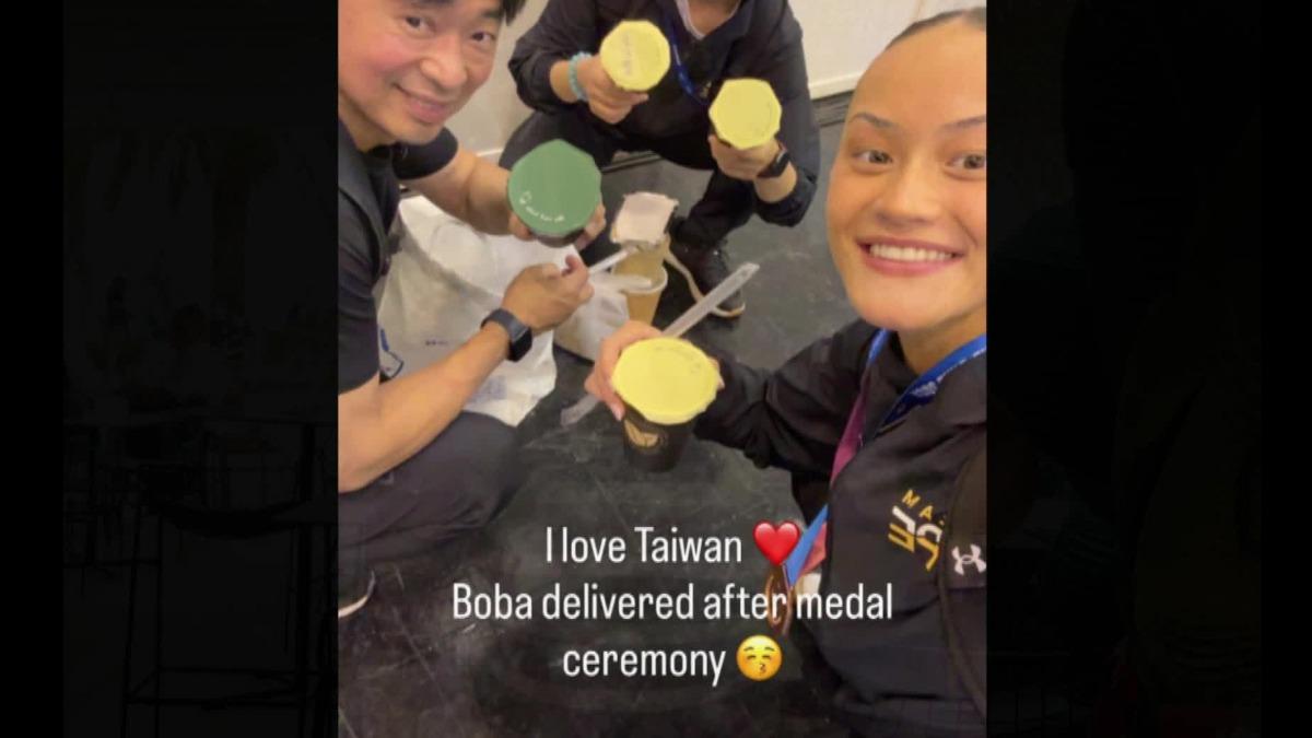 創紀錄！陳瑞安銅牌，喝珍奶慶祝喊，我愛台灣。（圖／翻攝陳瑞安IG） 