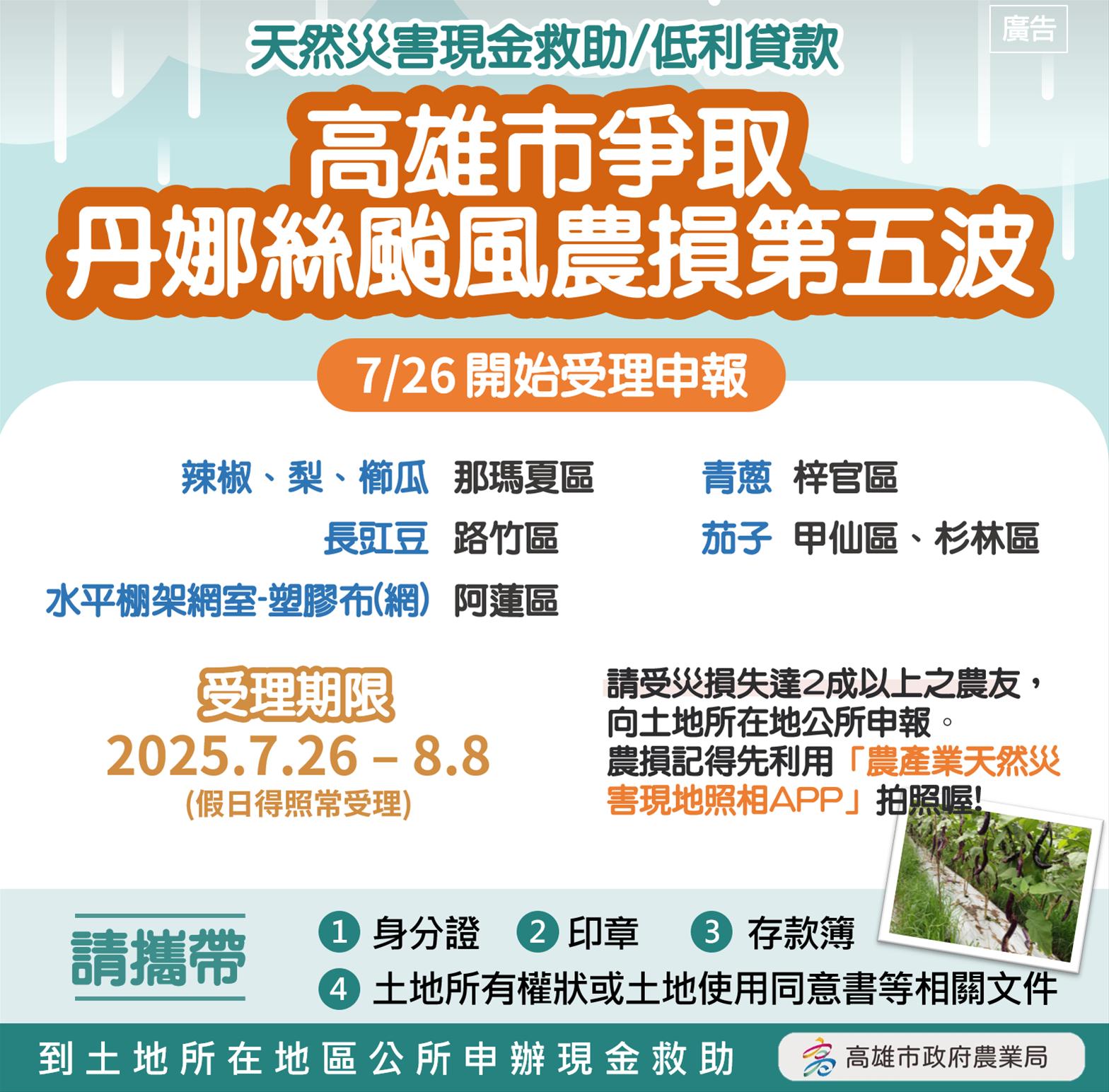 高市府農業局再度爭取第五波納入補助項目。（圖／翻攝自高雄市農業局官網）
