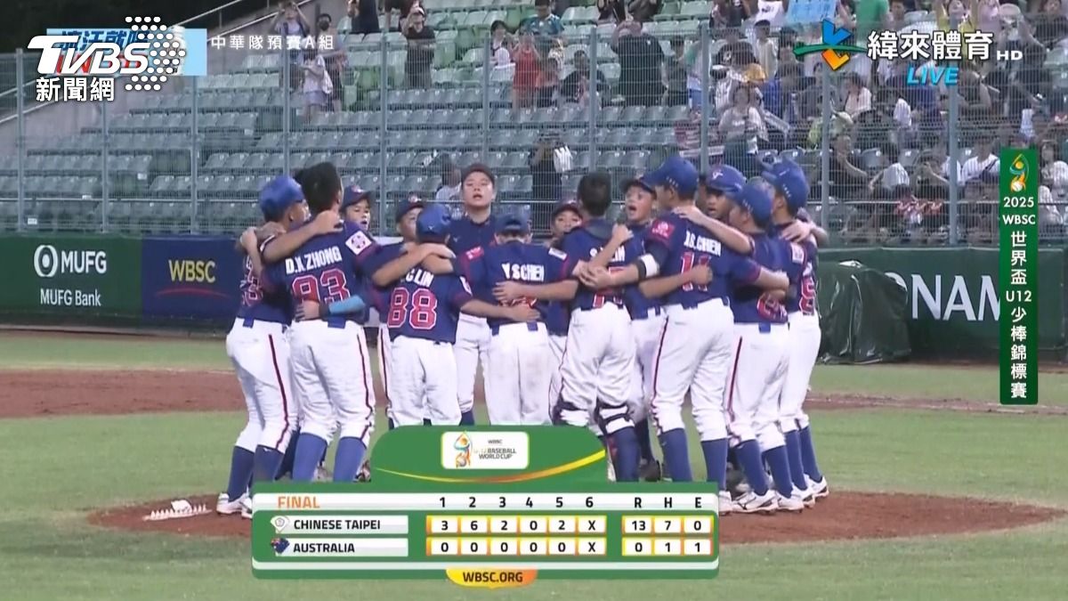 U12中華隊預賽第二場,成功拿下2連勝。(圖/翻攝緯來YT)