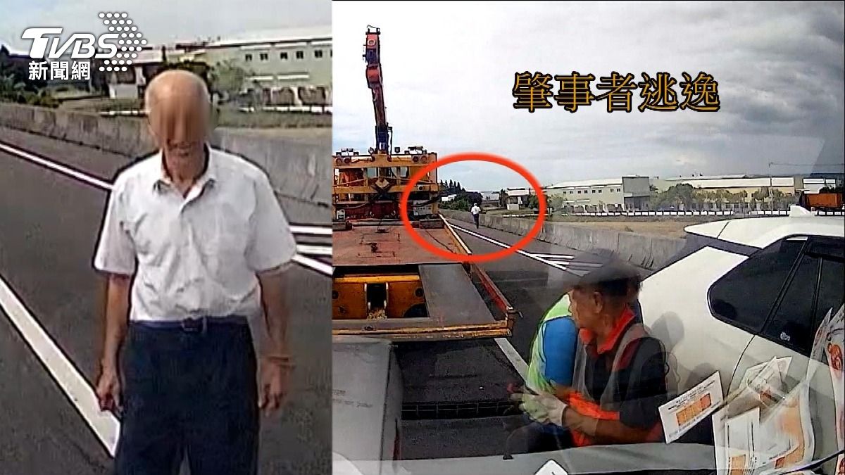 白髮男駕BMW肇逃!擦撞白休旅釀連環撞 長照車司機重傷入院。(圖/TVBS)