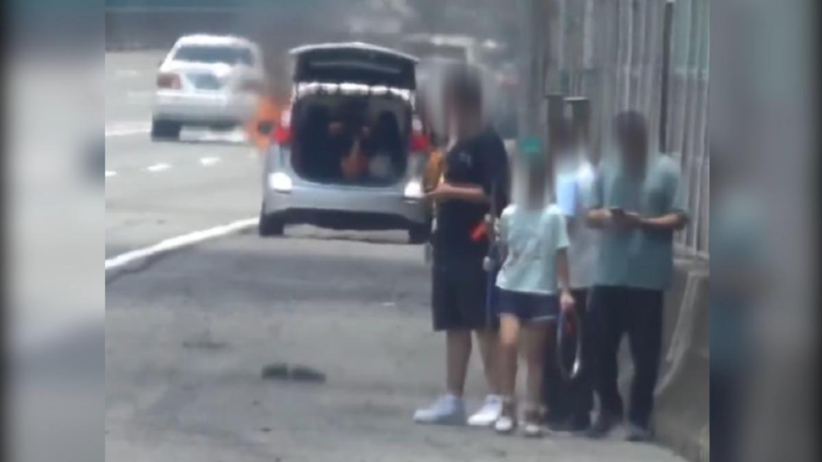 休旅車國道突冒煙起火,駕駛機警靠邊停救全車人。(圖/翻攝_fb_Ran_Makuro )