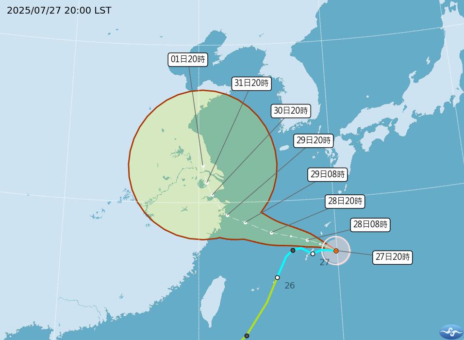 颱風「竹節草」路徑預測。（圖／中央氣象署）