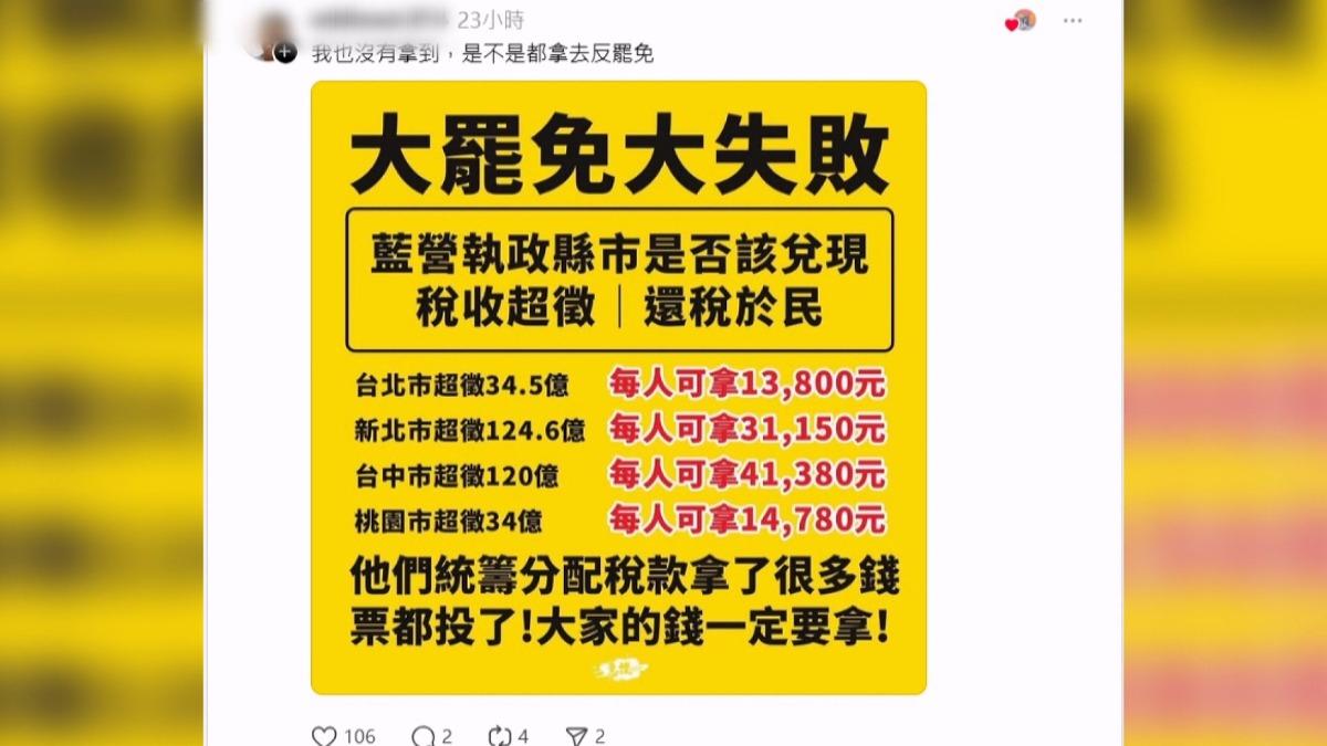 台北市議員侯漢廷指出，網路上有人用肯定句方式造謠藍營縣市。(圖／網路翻攝)