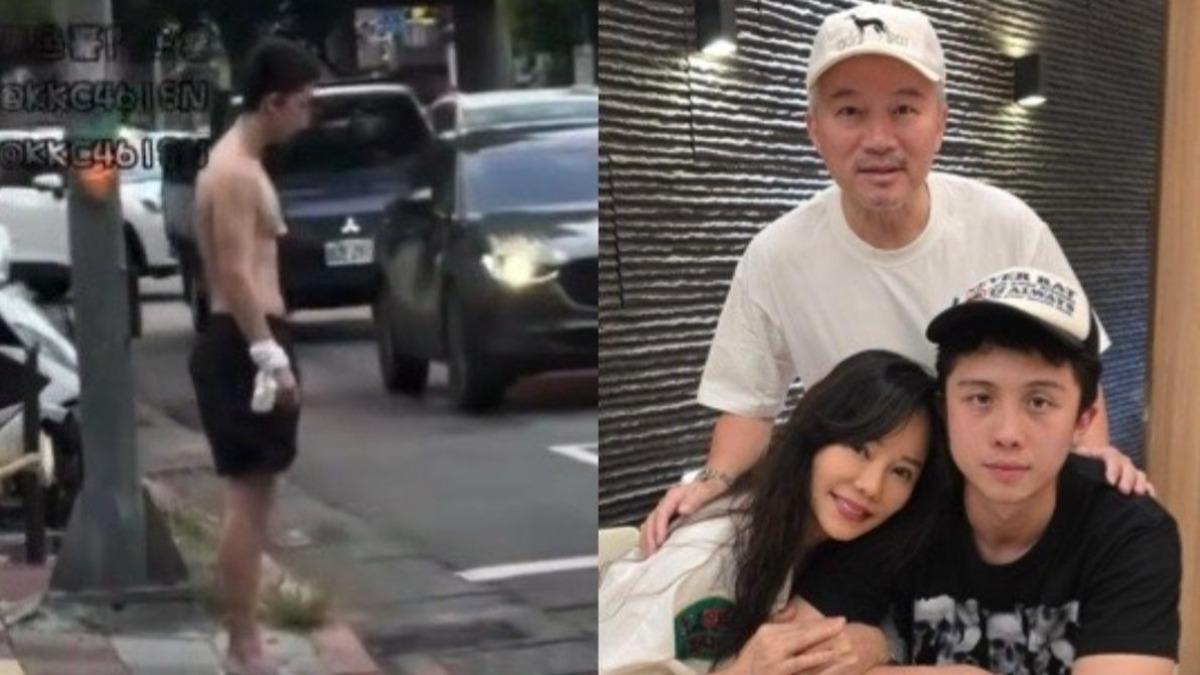 孫安佐被直擊半裸現身北投街頭。(圖/翻攝自黑色豪門企業、狄鶯臉書)