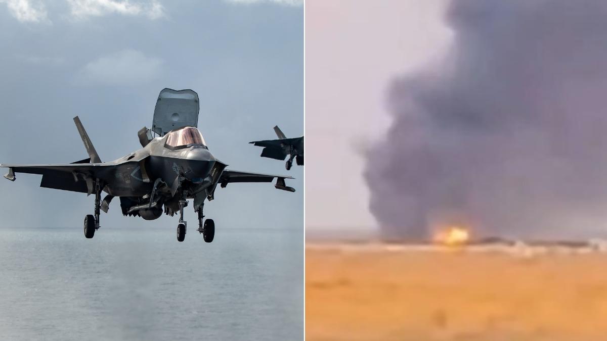 快訊／美海軍F-35戰鬥機驚傳墜毀！　「起火狂冒黑煙」畫面曝