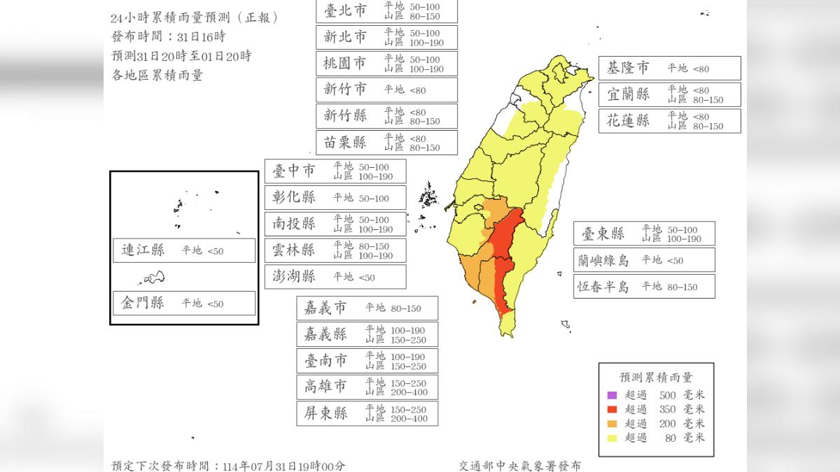 天氣/明天「3縣市停班停課」達標 台北也要防雷雨