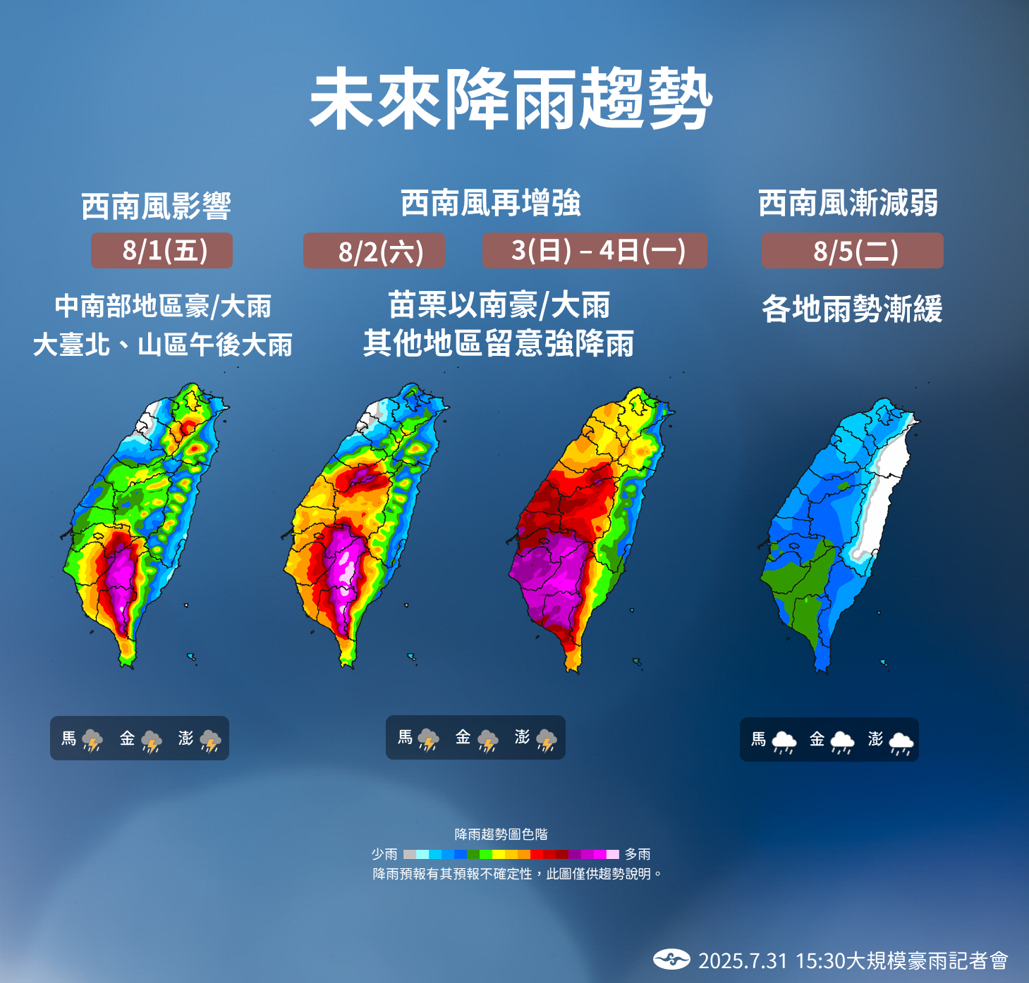 未來一週天氣一次看。（圖／中央氣象署）