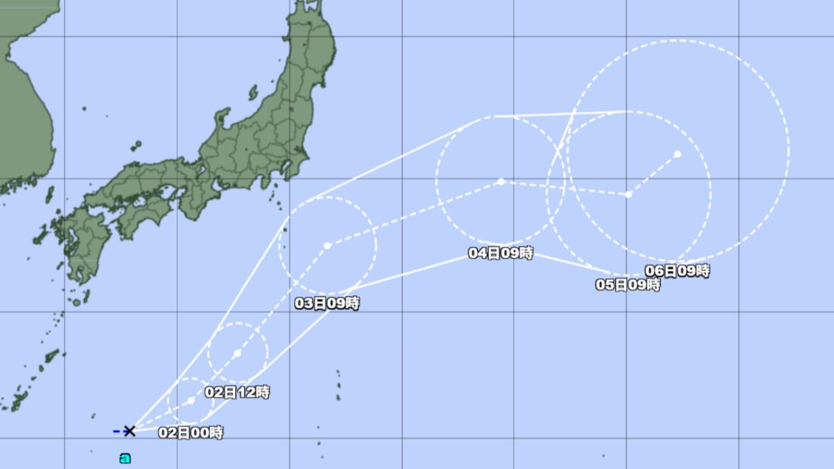 日本氣象廳公布準白鹿颱風路徑。(圖/翻攝自日本氣象廳)