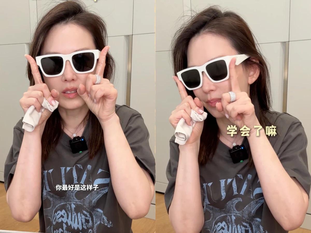 挑選技巧:配合鏡框角度,倒三角視覺最小臉!(圖/翻攝自IG@melodykliu、小紅書@Melody刘恭显)