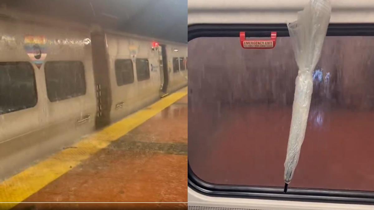 中央車站內也下暴雨。(圖/截自X@chantalmclaugh)