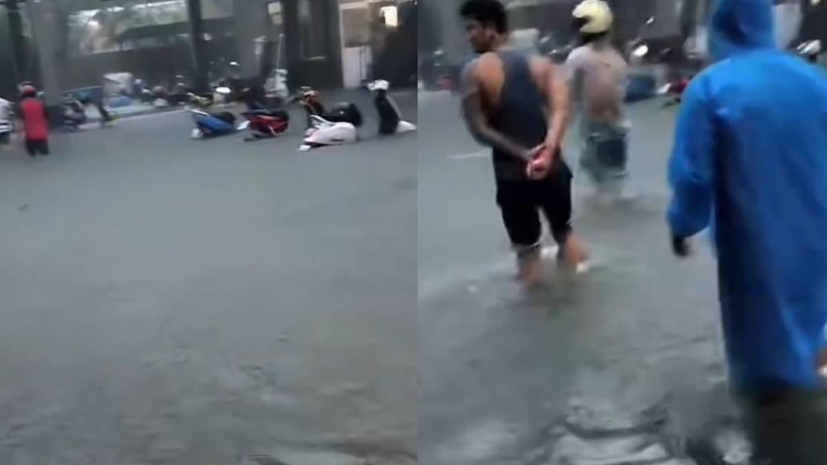 台南市永康區淹水災情嚴重。(圖/翻攝自 記者爆料網)