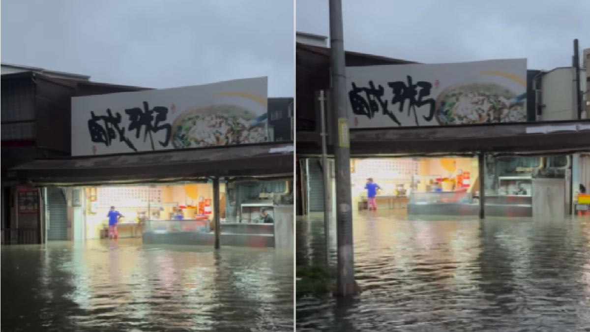 台南暴雨成災!小西門圓環驚見噴泉 「阿堂鹹粥」也被淹了