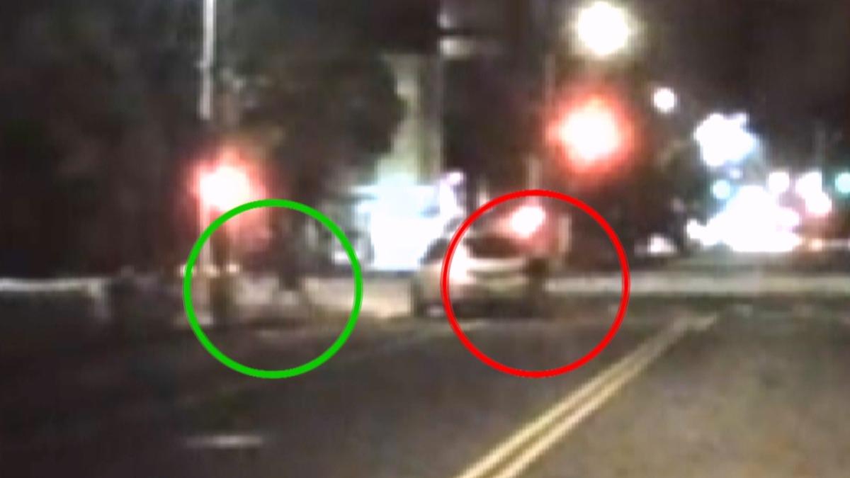 男子見警心虛,將白車逆停路中躲進公園草叢。(圖/警方提供)